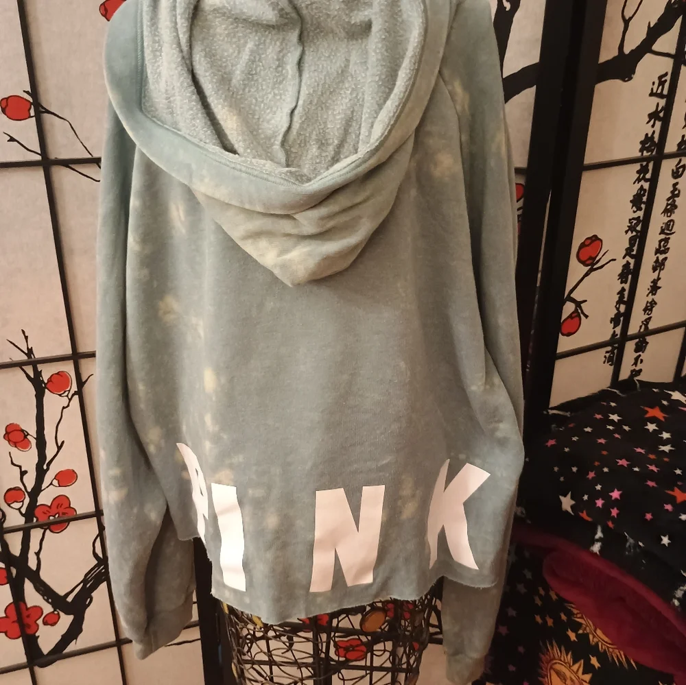 😍Host Pick♥️ VICTORIA'S SECRET PINK Blue Hoodie with Lace-Up Sides L - Picture 4 of 6
